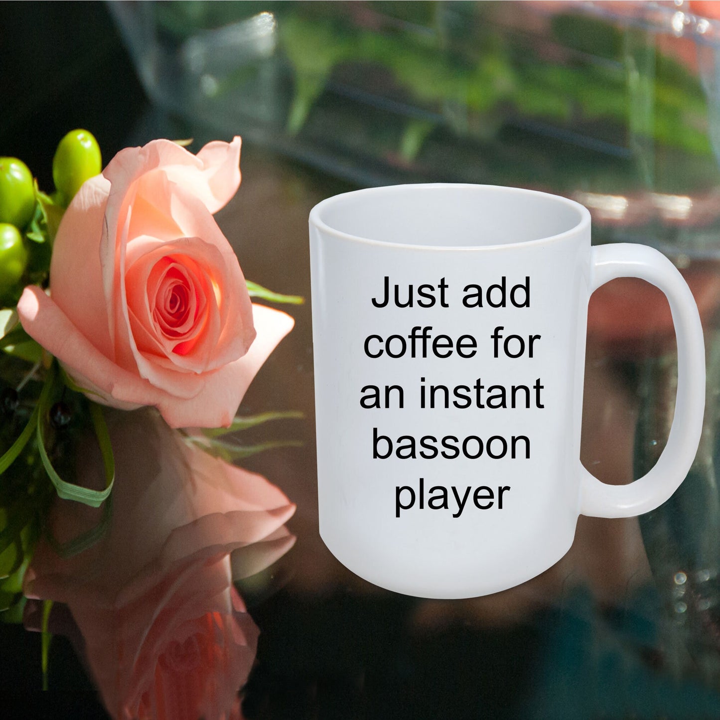 Bassoon player mug - just add coffee for an instant bassoon player funny gift - Mallard Moon Gift Shop