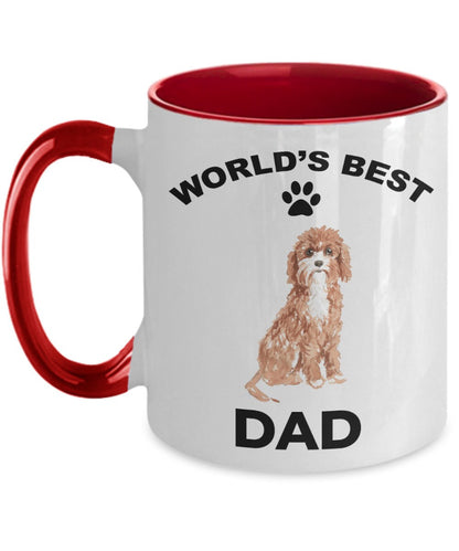 Cavapoo Best Dad coffee mug -white ceramic and two tone - Mallard Moon Gift Shop