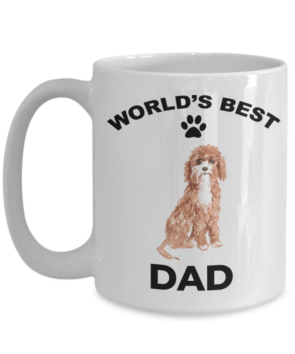 Cavapoo Best Dad coffee mug -white ceramic and two tone - Mallard Moon Gift Shop