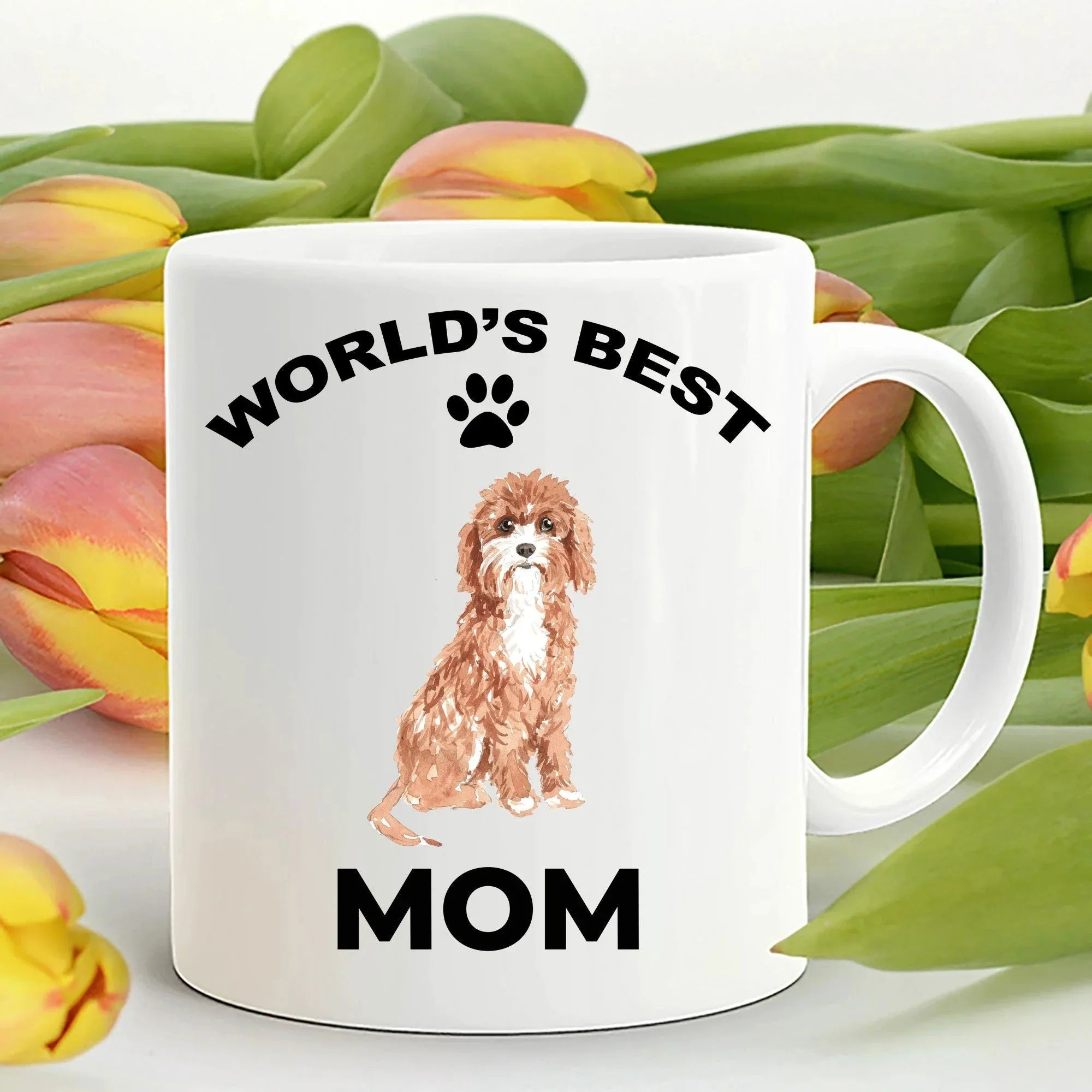Cavapoo Best Mom mugs - white ceramic and two tone