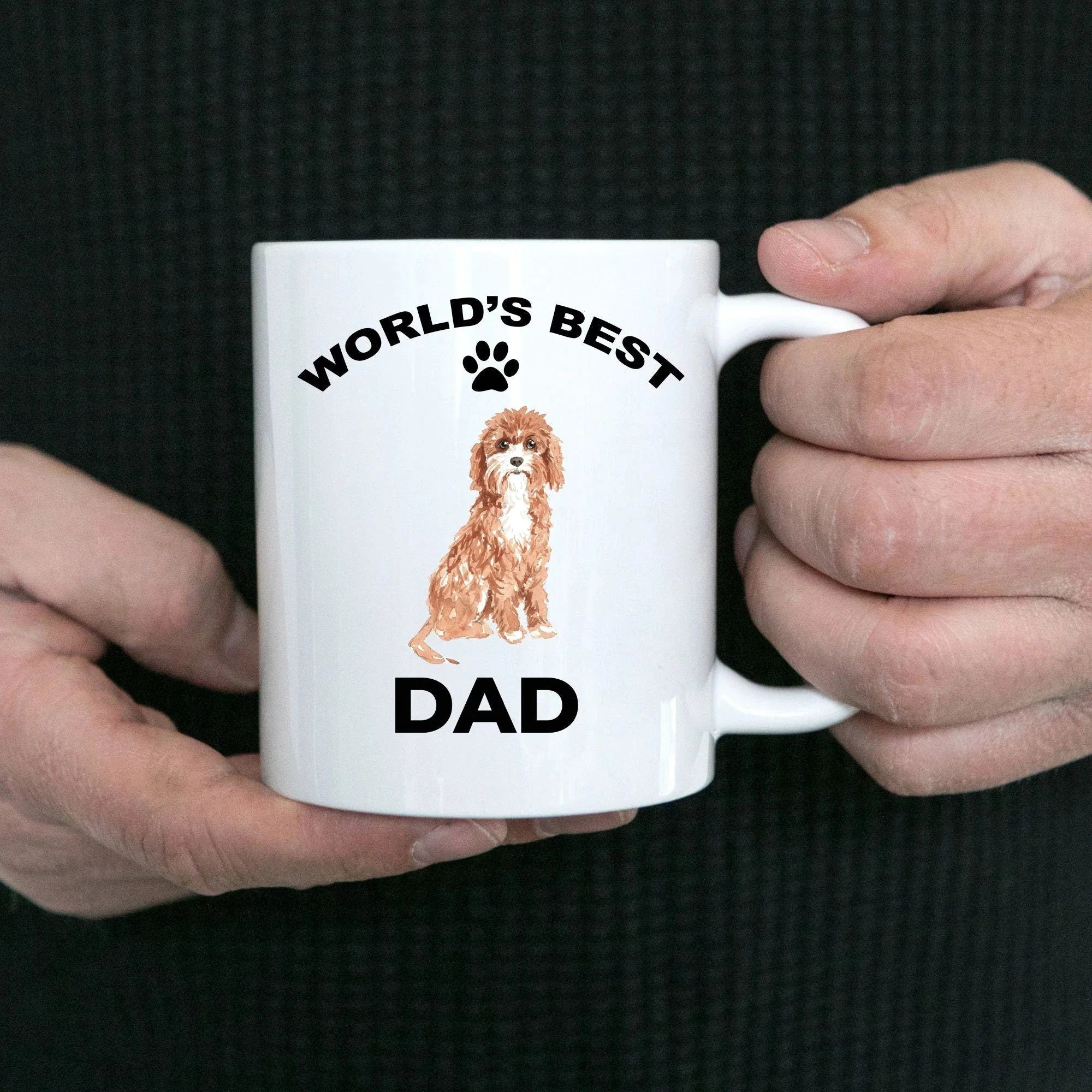 Cavapoo Best Dad coffee mug -white ceramic and two tone