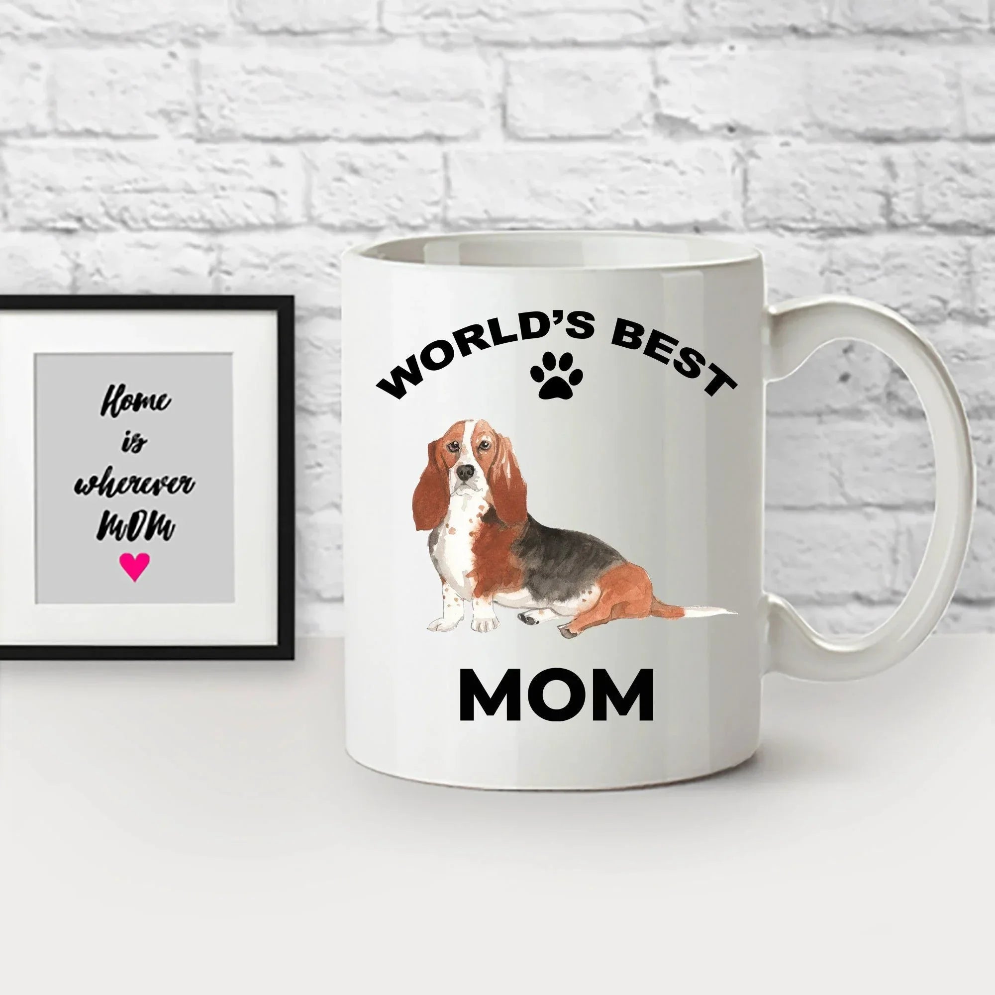 Basset Hound Best Mom coffee mug watercolor print