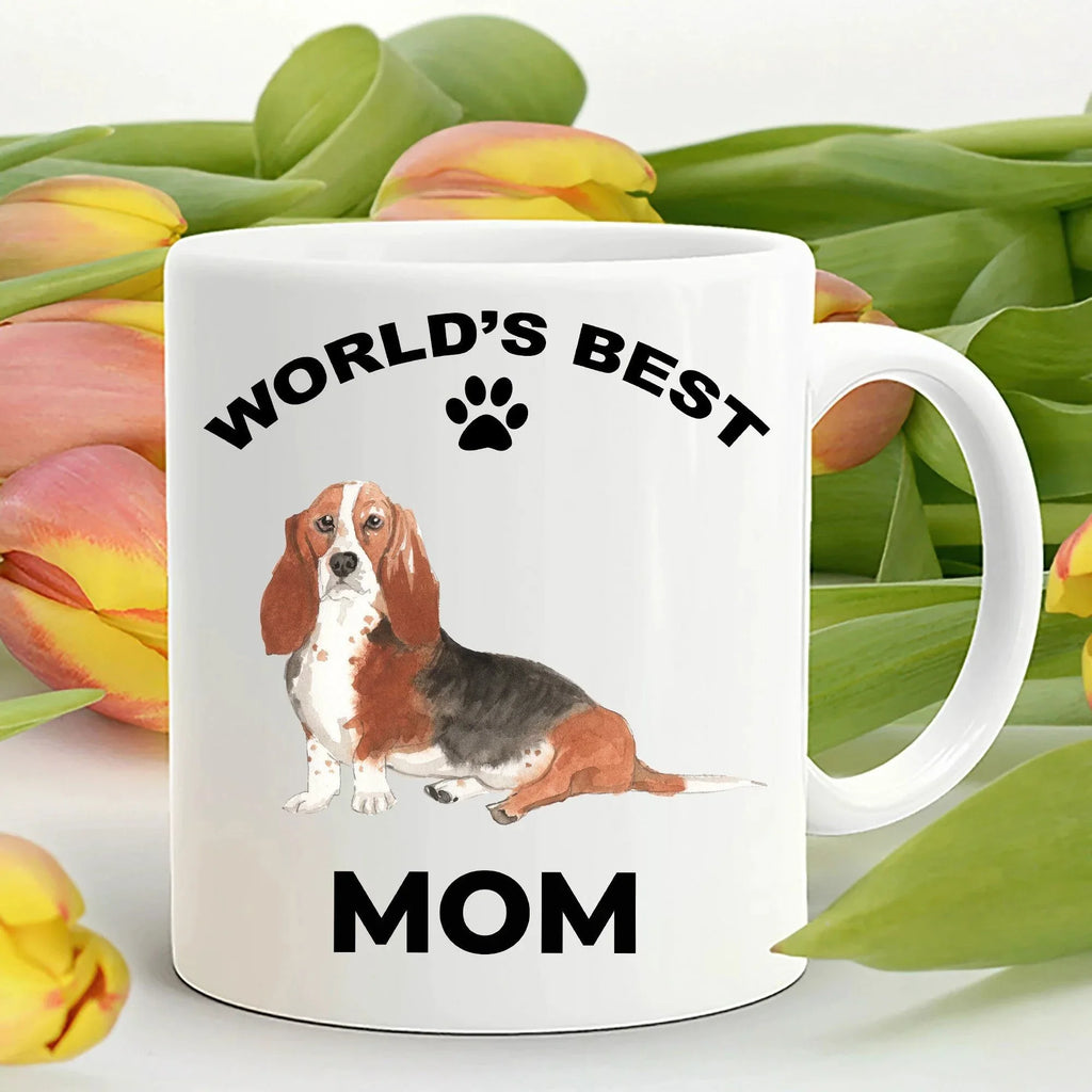 Basset Hound Best Mom coffee mug watercolor print