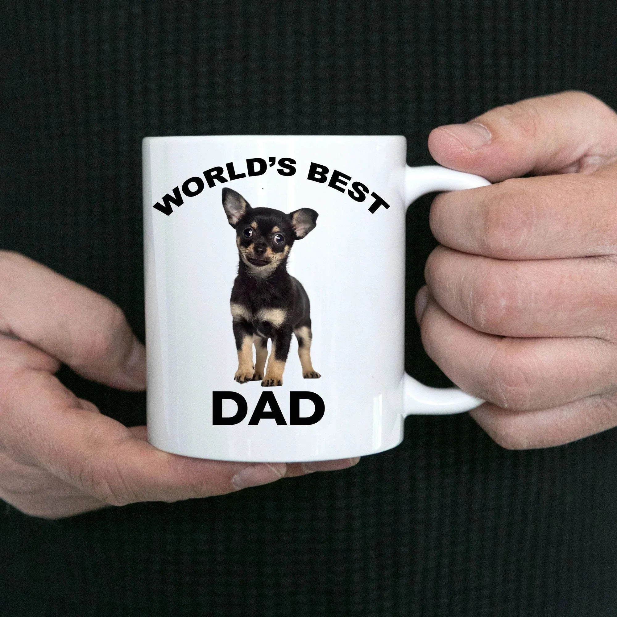 Chihuahua Puppy Best Dad mug - black and tan