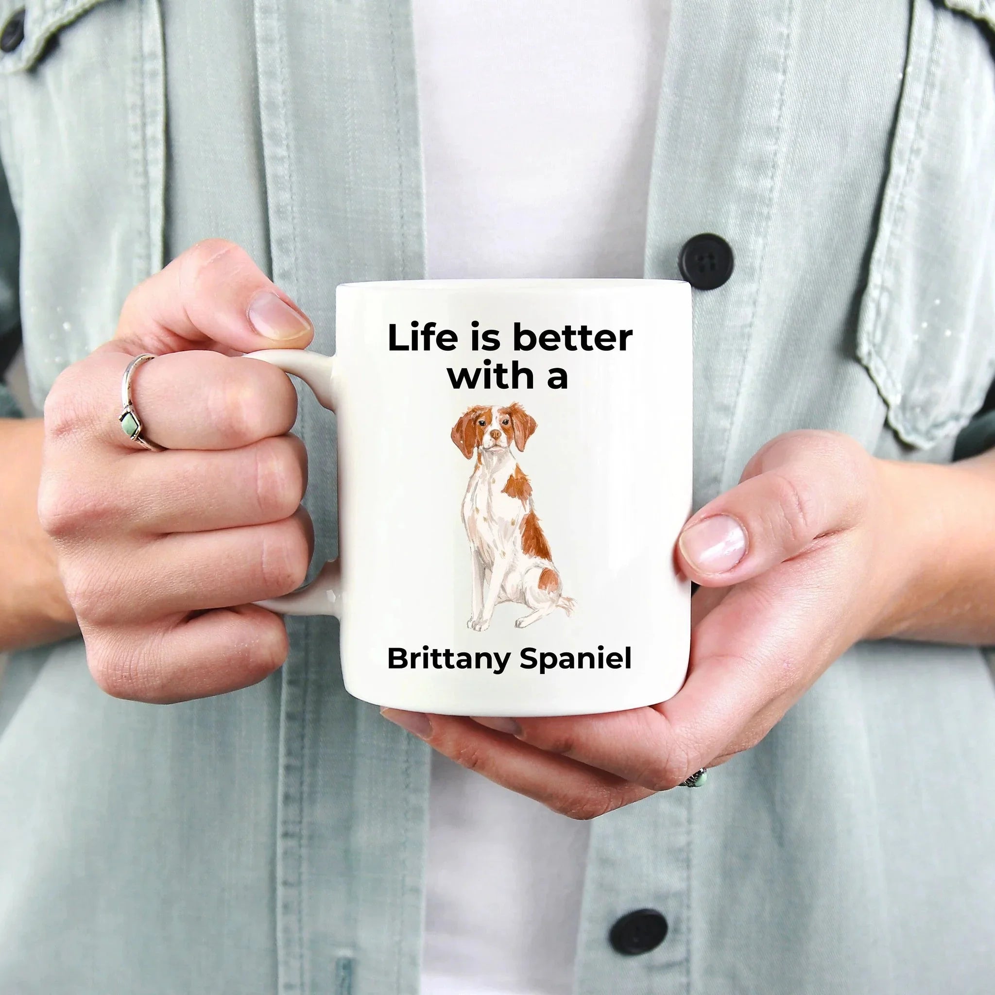 Brittany Spaniel Dog Custom Ceramic Coffee Mug - Life is Better with a Brittany Spaniel