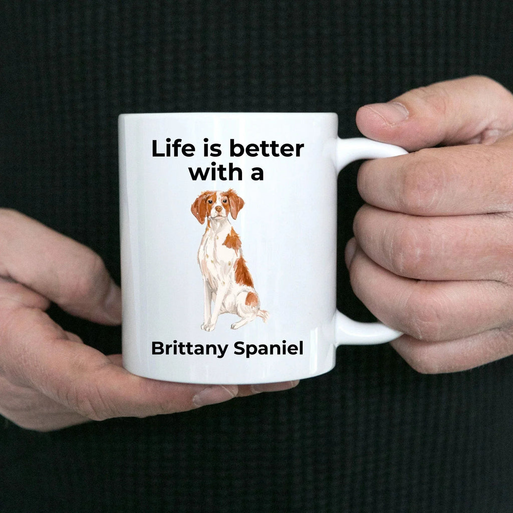 Brittany Spaniel Dog Custom Ceramic Coffee Mug - Life is Better with a Brittany Spaniel