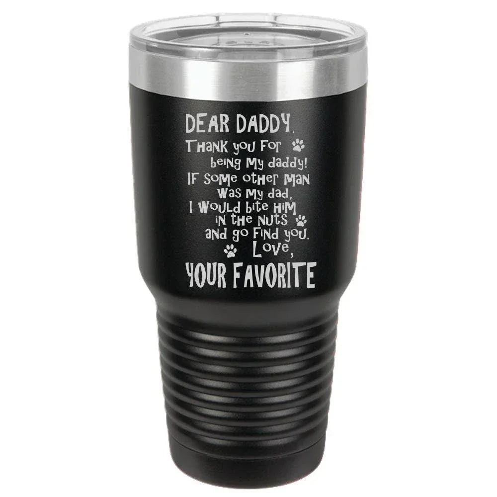 Funny Dog Dad Polar Camel - 30 oz Ringneck Tumbler {Laser Etched No Colored Art}