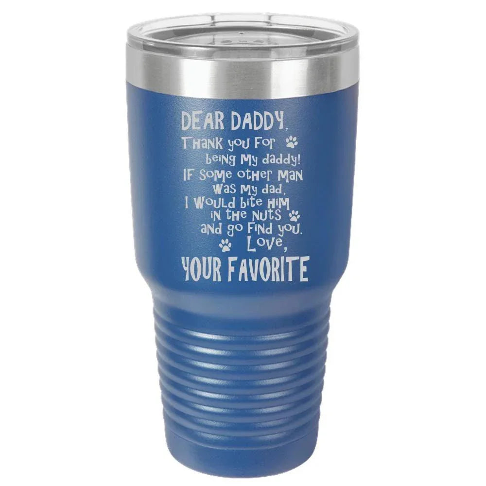 Funny Dog Dad Polar Camel - 30 oz Ringneck Tumbler {Laser Etched No Colored Art}