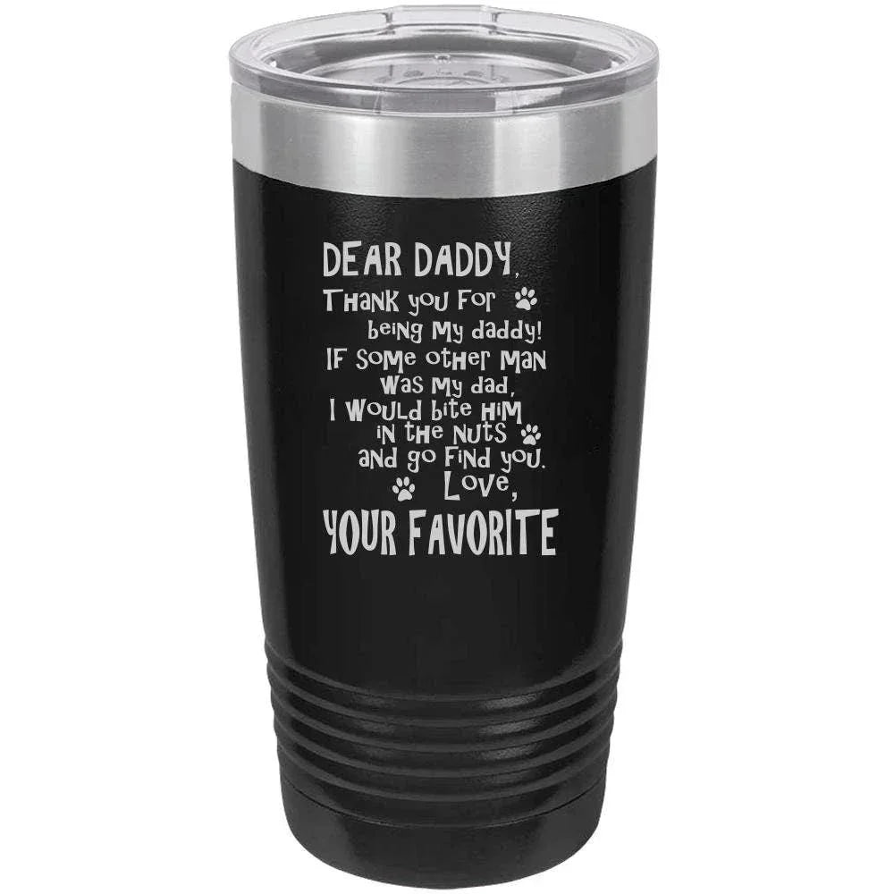 Funny Dog Daddy Polar Camel - 20 oz Ringneck Tumbler {Laser Etched No Colored Art}