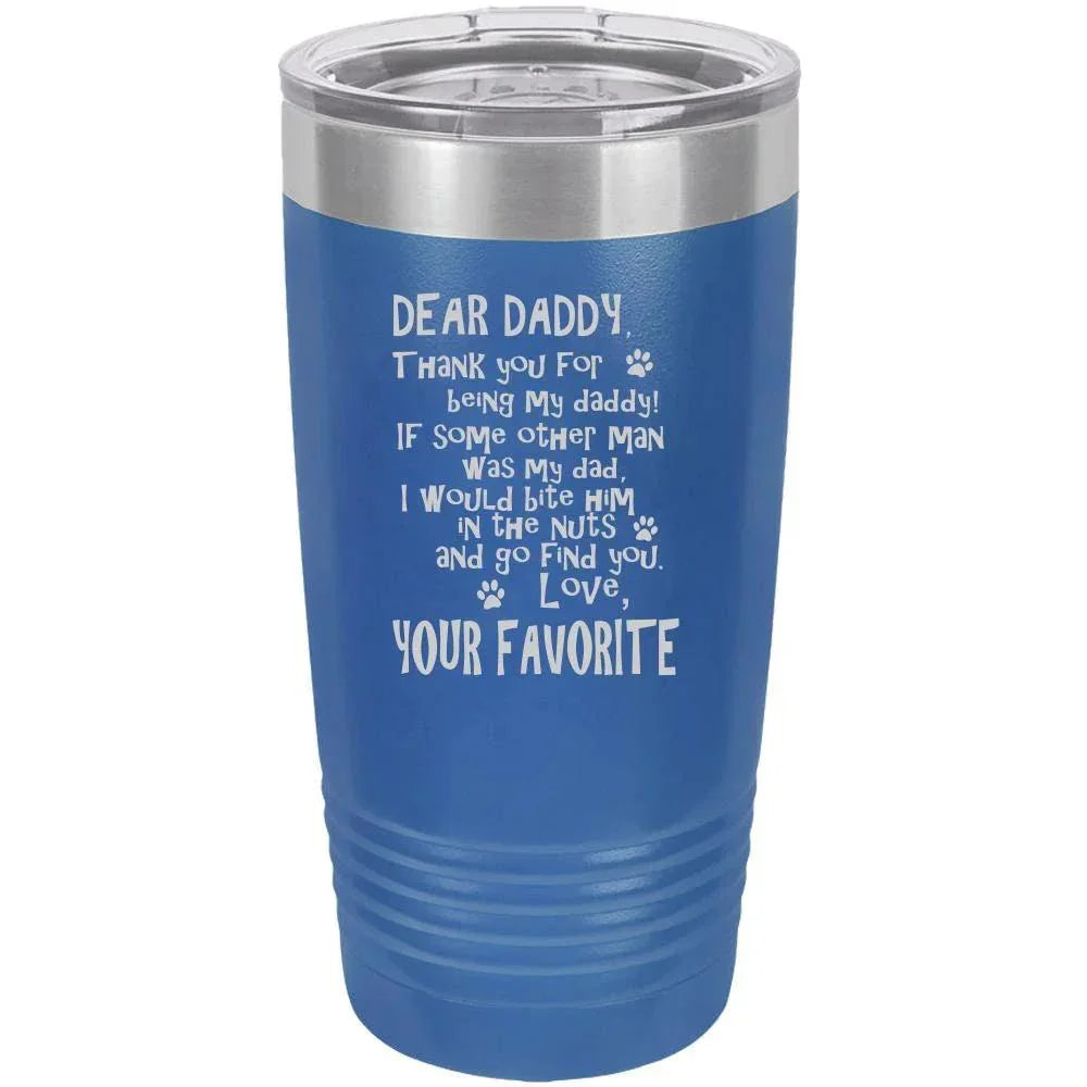 Funny Dog Daddy Polar Camel - 20 oz Ringneck Tumbler {Laser Etched No Colored Art}