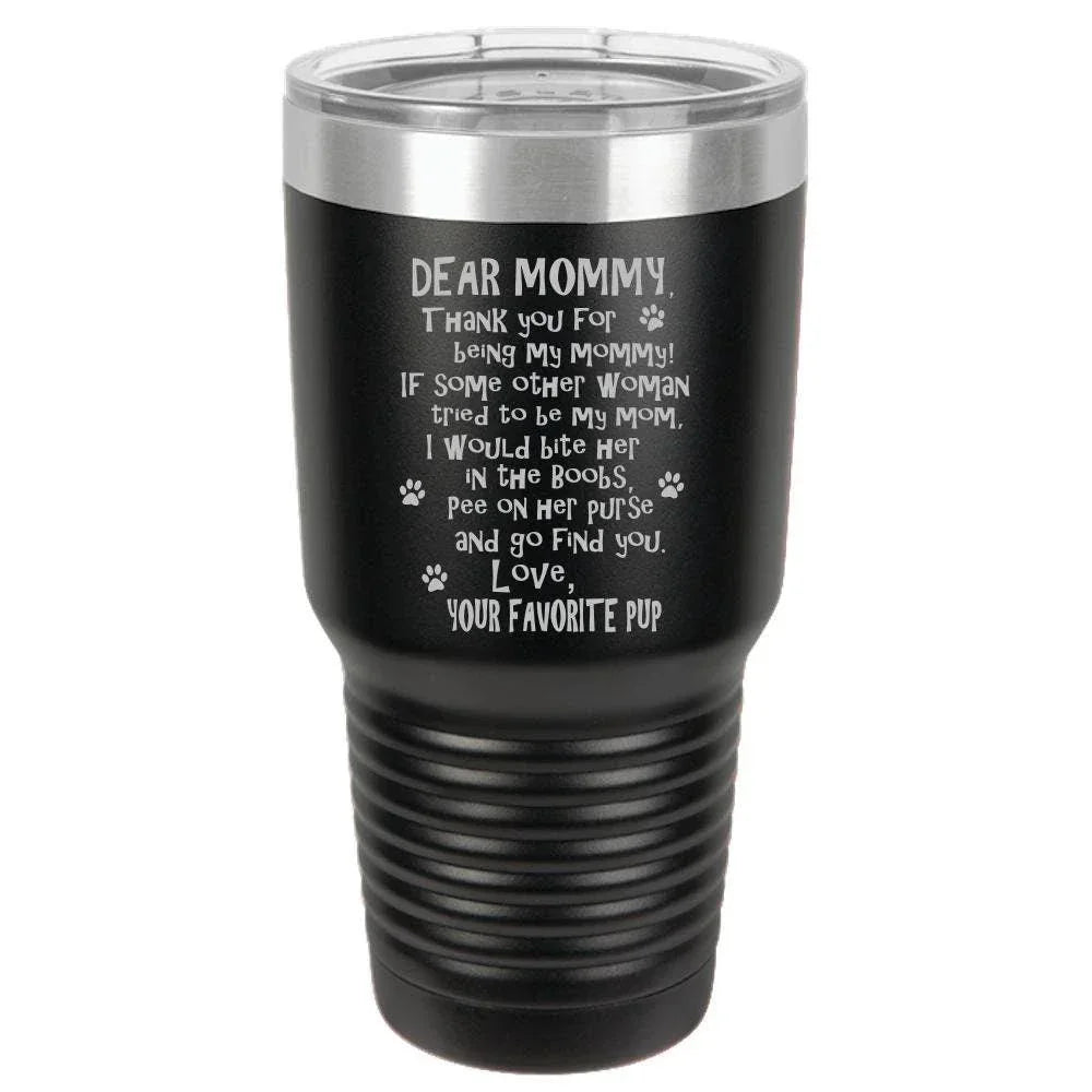 Funny Dog Mommy Polar Camel - 30 oz Ringneck Tumbler {Laser Etched No Colored Art}