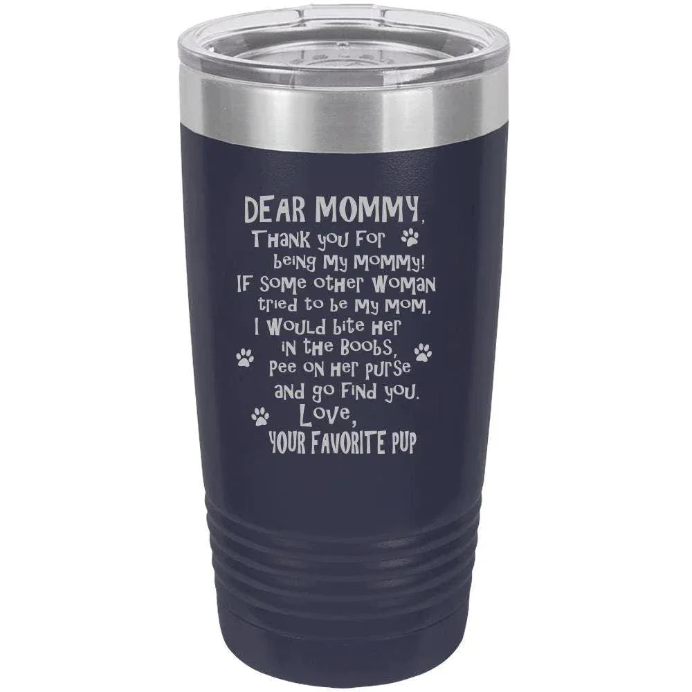 Funny Dog Mommy Polar Camel - 20 oz Ringneck Tumbler {Laser Etched No Colored Art}