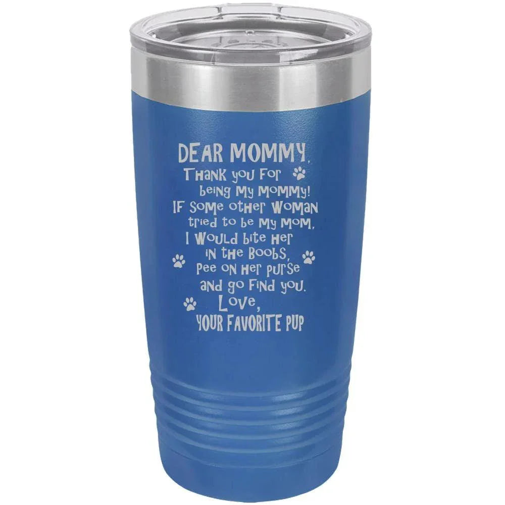 Funny Dog Mommy Polar Camel - 20 oz Ringneck Tumbler {Laser Etched No Colored Art}
