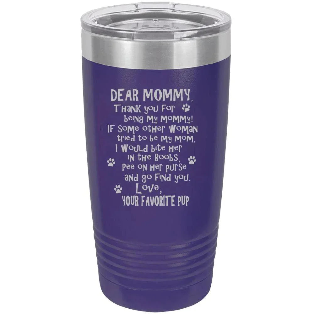 Funny Dog Mommy Polar Camel - 20 oz Ringneck Tumbler {Laser Etched No Colored Art}