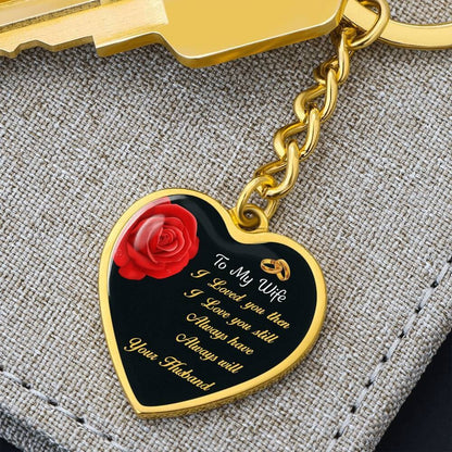 Engraved Heart Keychain Personalized Pendant Gift for Wife - Mallard Moon Gift Shop