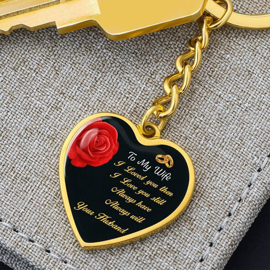 Engraved Heart Keychain Personalized Pendant Gift for Wife