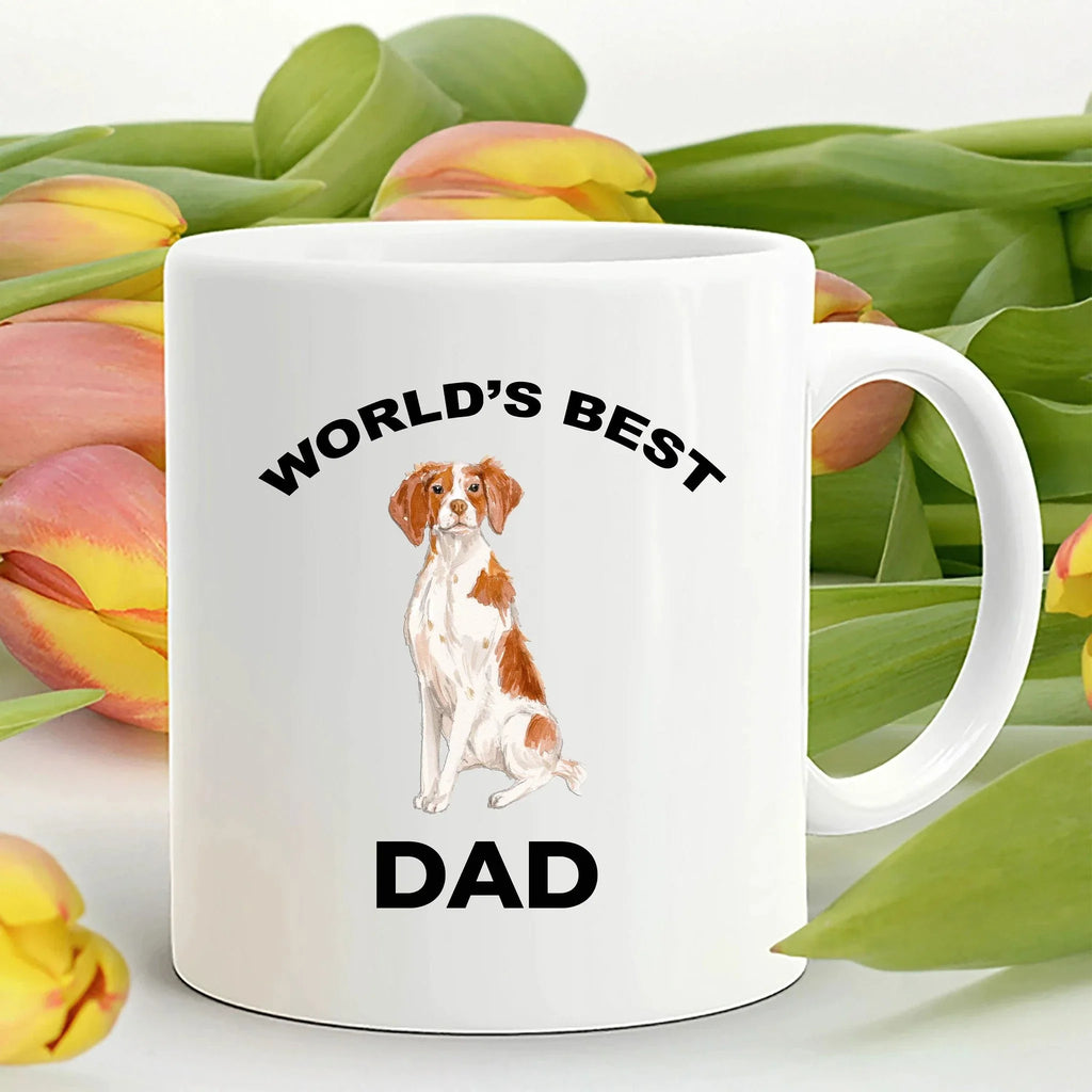 Brittany Spaniel Dog Dad Coffee Mug White, Black, Navy, Red Two Tone