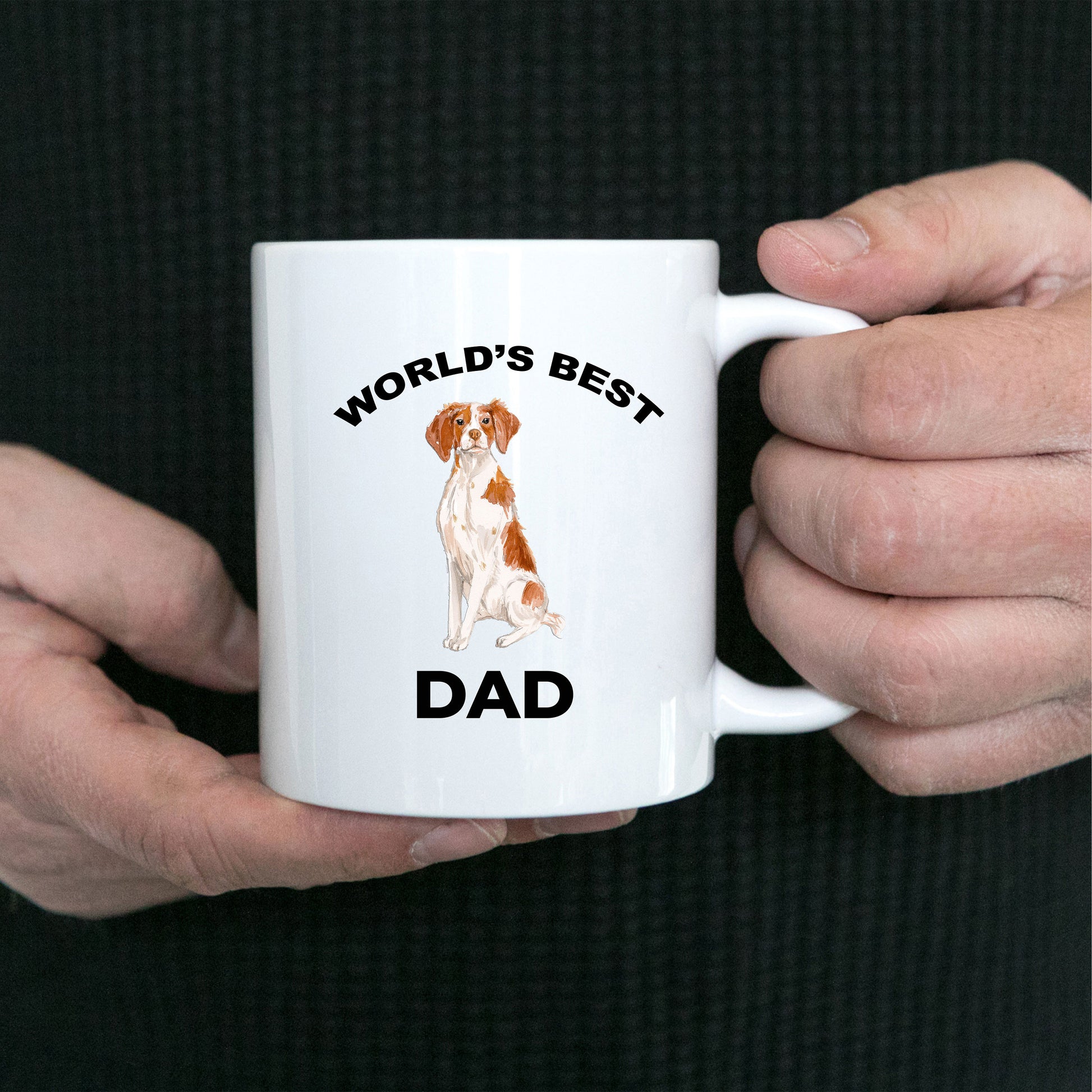 Brittany Spaniel Dog Dad Coffee Mug White, Black, Navy, Red Two Tone - Mallard Moon Gift Shop