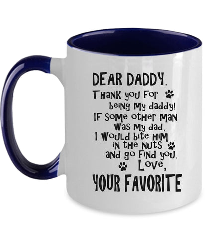 Dear Daddy Funny dog dad ceramic coffee mug - Mallard Moon Gift Shop