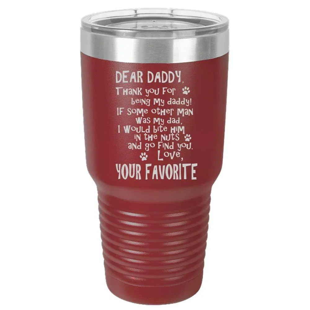 Funny Dog Dad Polar Camel - 30 oz Ringneck Tumbler {Laser Etched No Colored Art}