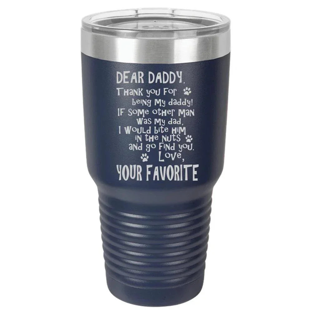 Funny Dog Dad Polar Camel - 30 oz Ringneck Tumbler {Laser Etched No Colored Art}