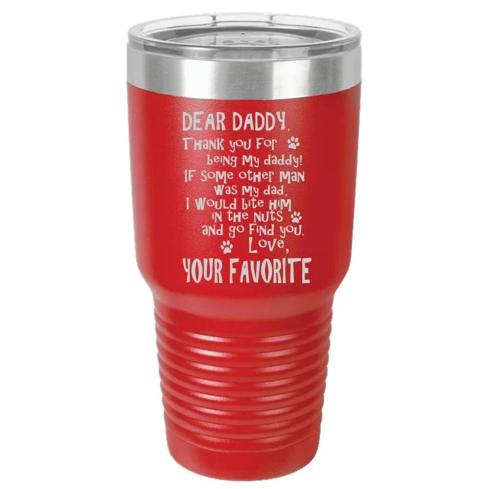 Funny Dog Dad Polar Camel - 30 oz Ringneck Tumbler {Laser Etched No Colored Art}