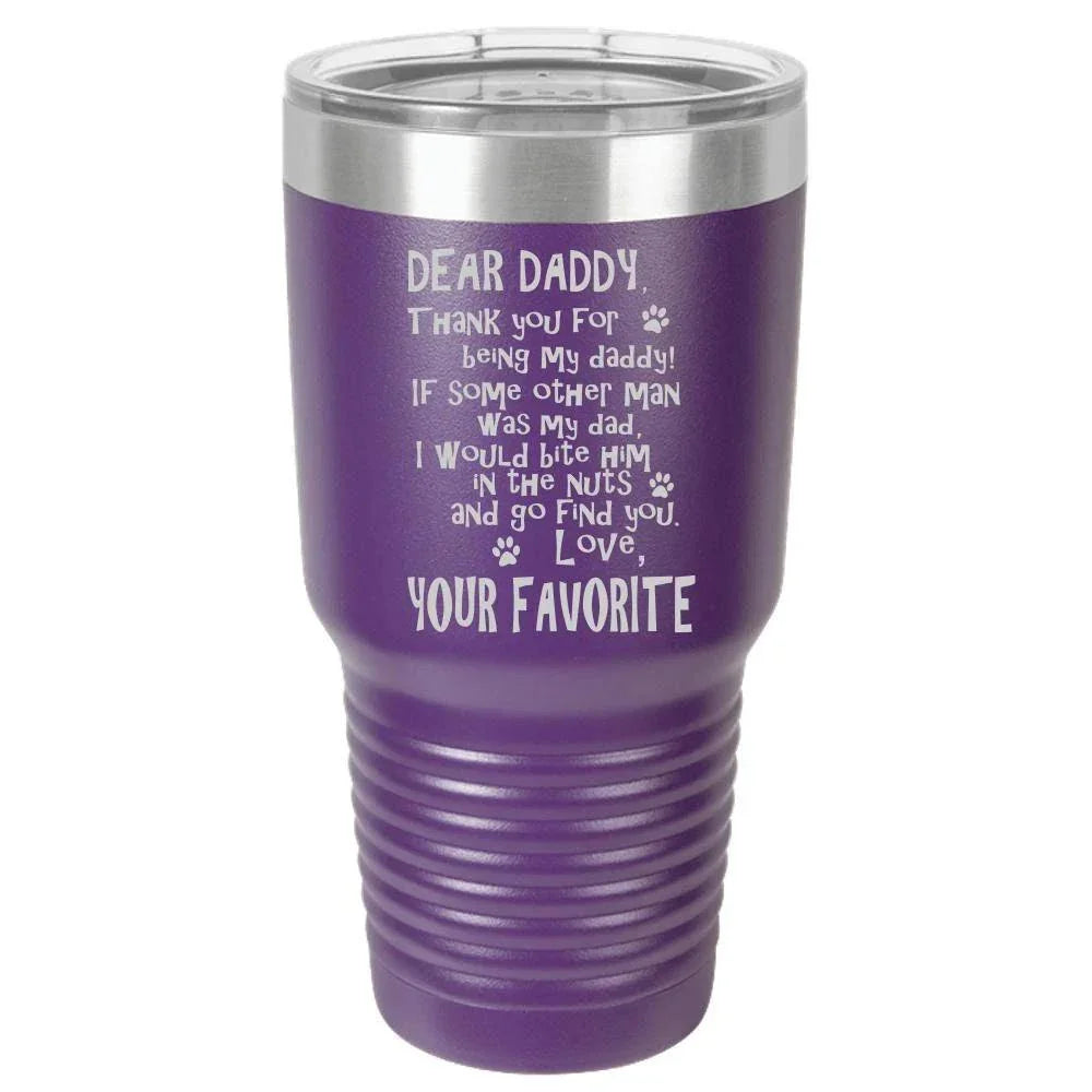Funny Dog Dad Polar Camel - 30 oz Ringneck Tumbler {Laser Etched No Colored Art}
