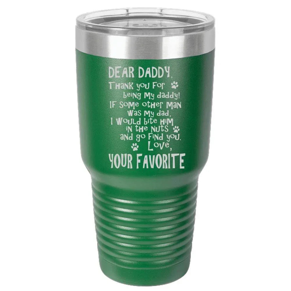 Funny Dog Dad Polar Camel - 30 oz Ringneck Tumbler {Laser Etched No Colored Art}
