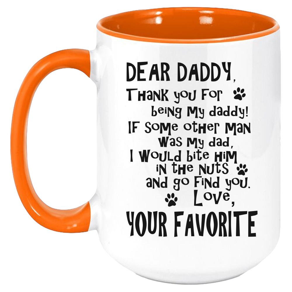 Funny Dog Daddy Two Tone Coffee Mug, White with Colored Inside and Handle - Mallard Moon Gift Shop