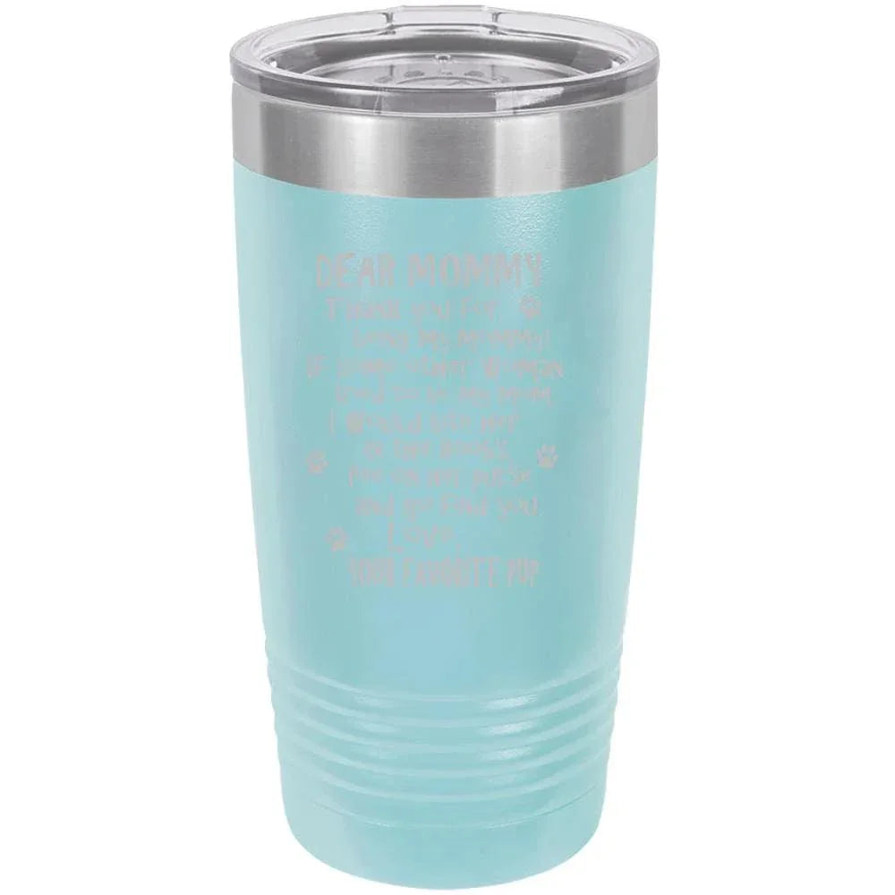 Funny Dog Mommy Polar Camel - 20 oz Ringneck Tumbler {Laser Etched No Colored Art}