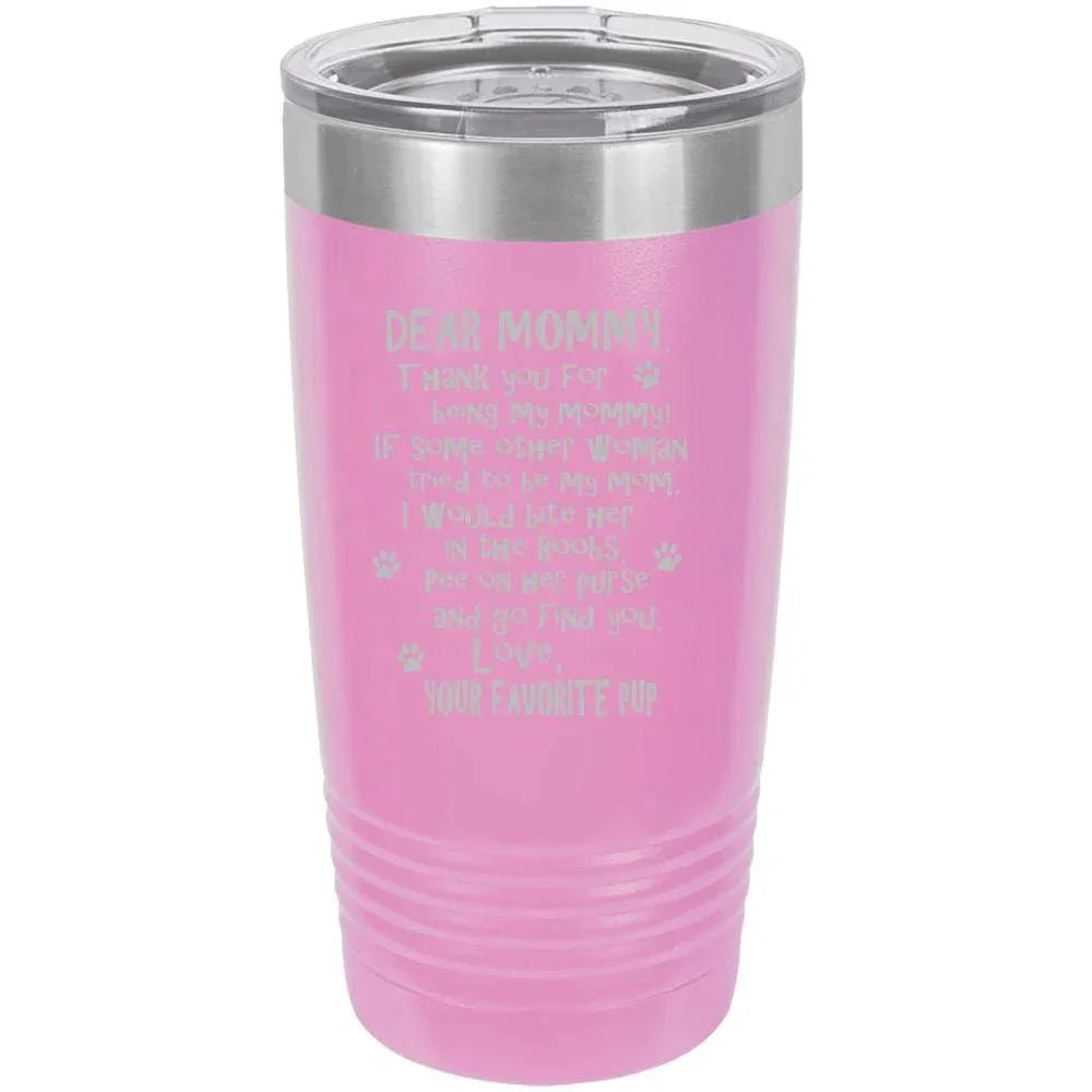 Funny Dog Mommy Polar Camel - 20 oz Ringneck Tumbler {Laser Etched No Colored Art}