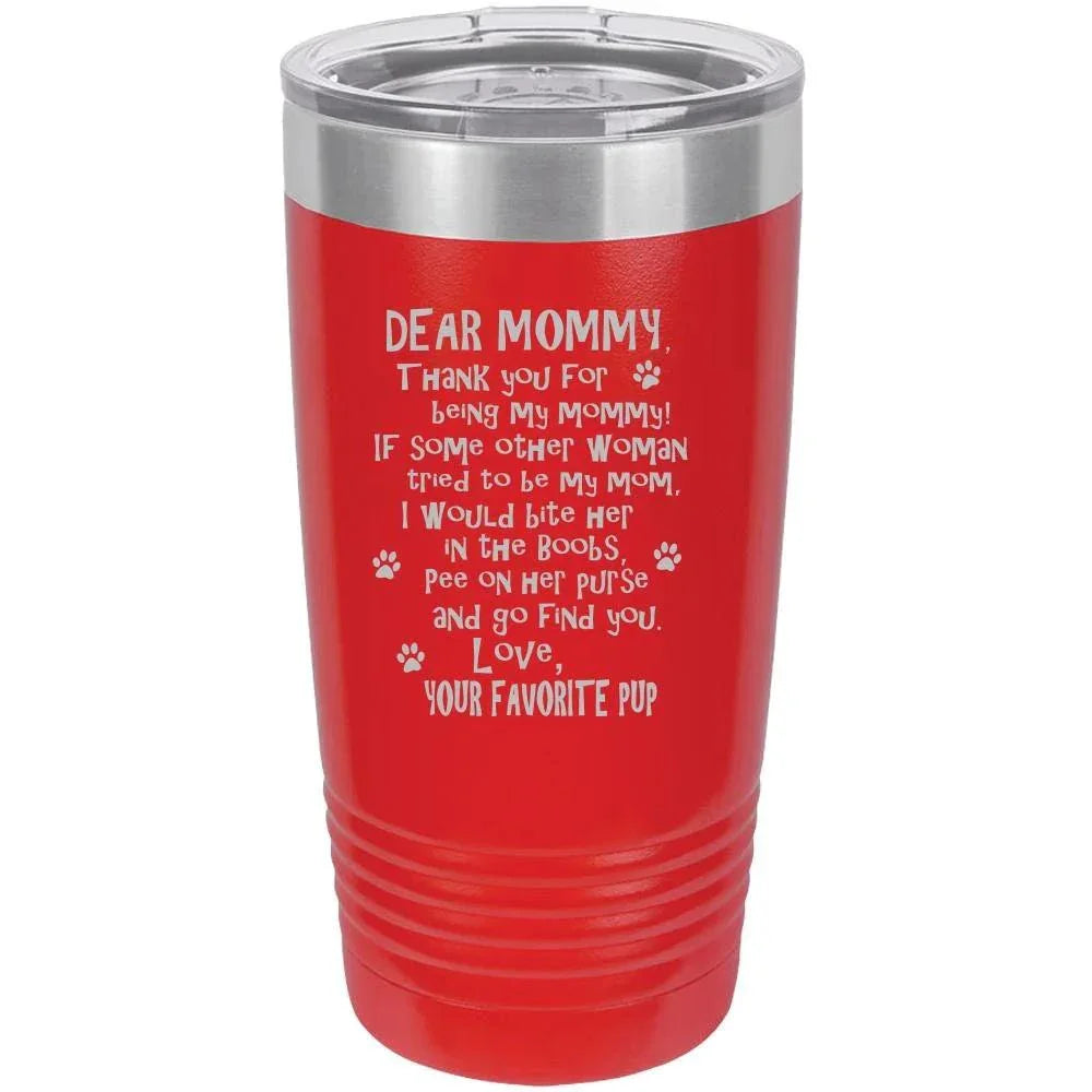 Funny Dog Mommy Polar Camel - 20 oz Ringneck Tumbler {Laser Etched No Colored Art}