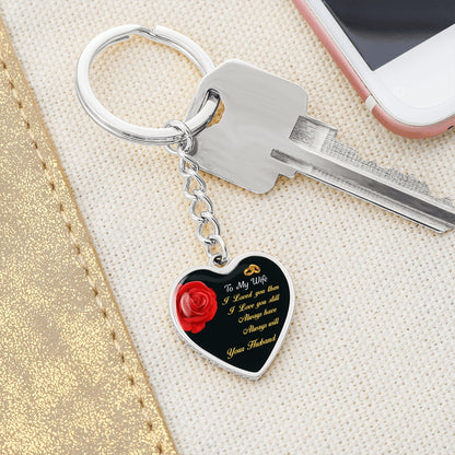 Engraved Heart Keychain Personalized Pendant Gift for Wife - Mallard Moon Gift Shop