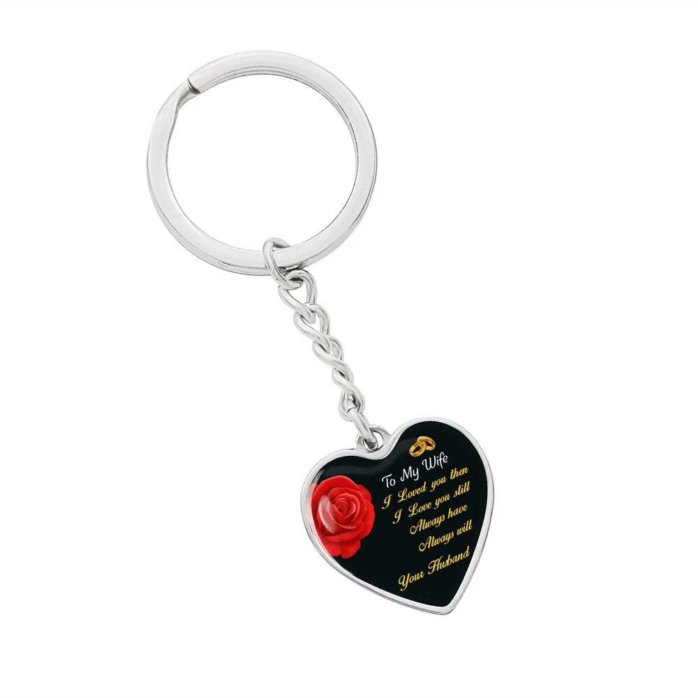 Engraved Heart Keychain Personalized Pendant Gift for Wife