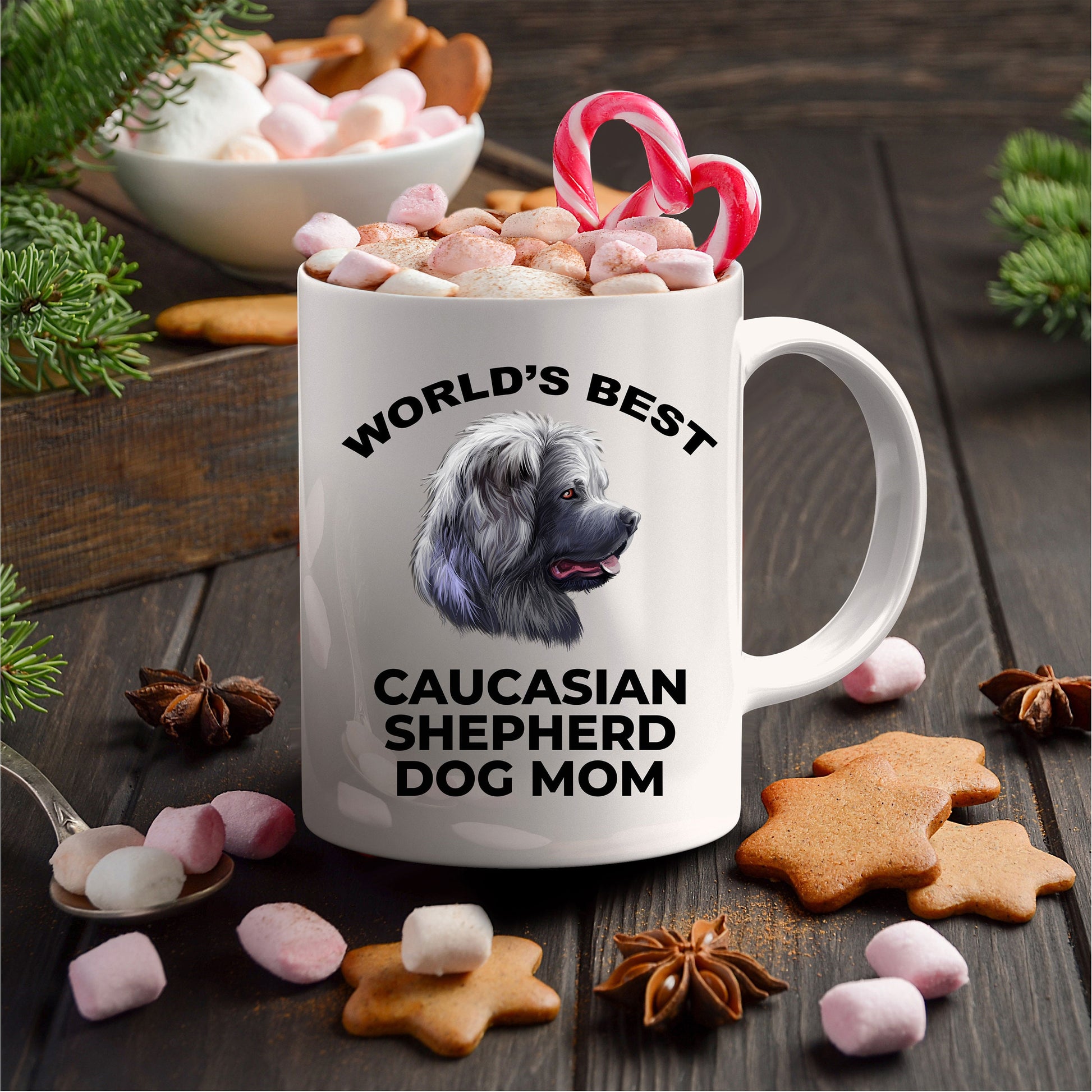 Caucasian Shepherd Best Dog Mom Custom Photo Coffee Mug - Mallard Moon Gift Shop