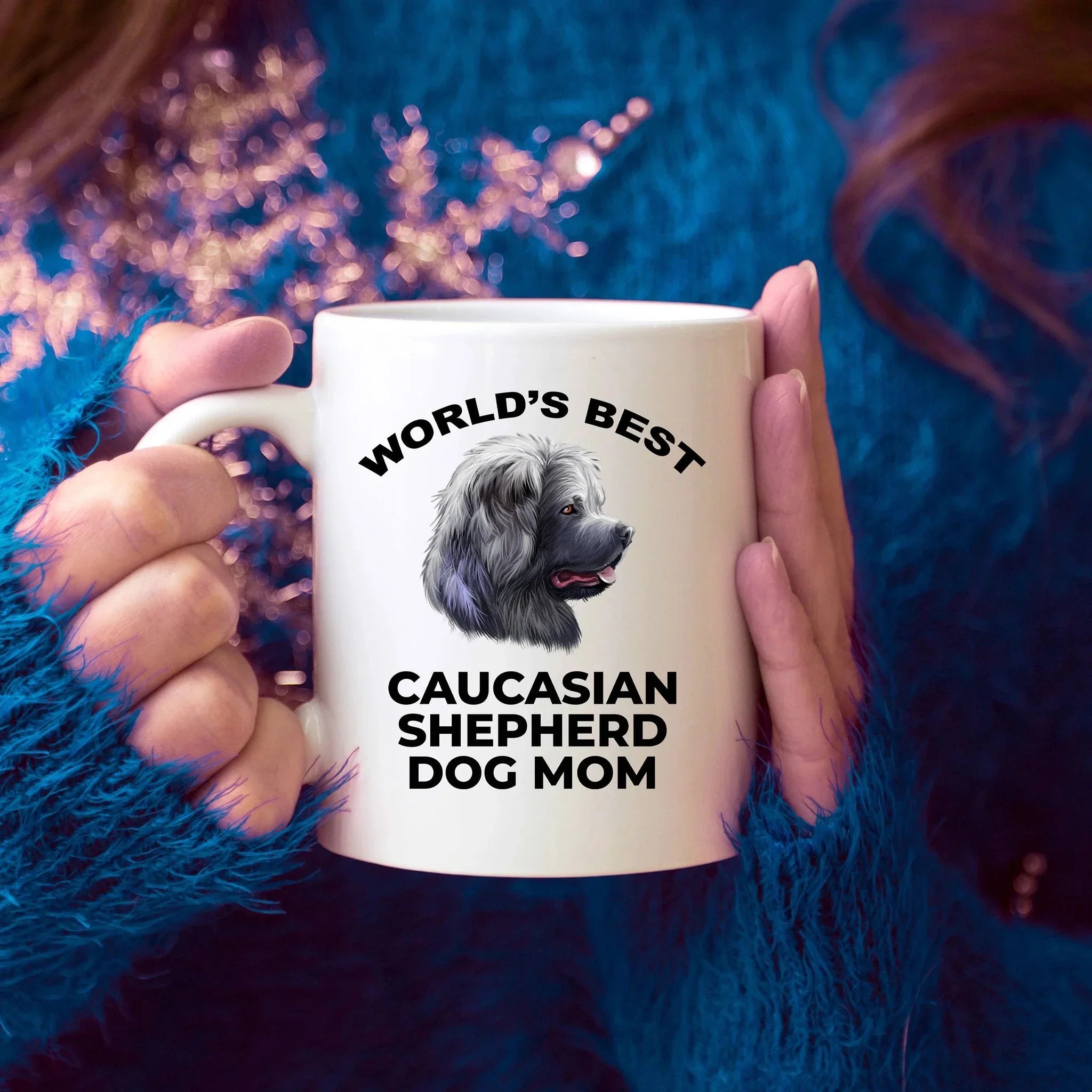 Caucasian Shepherd Best Dog Mom Custom Photo Coffee Mug