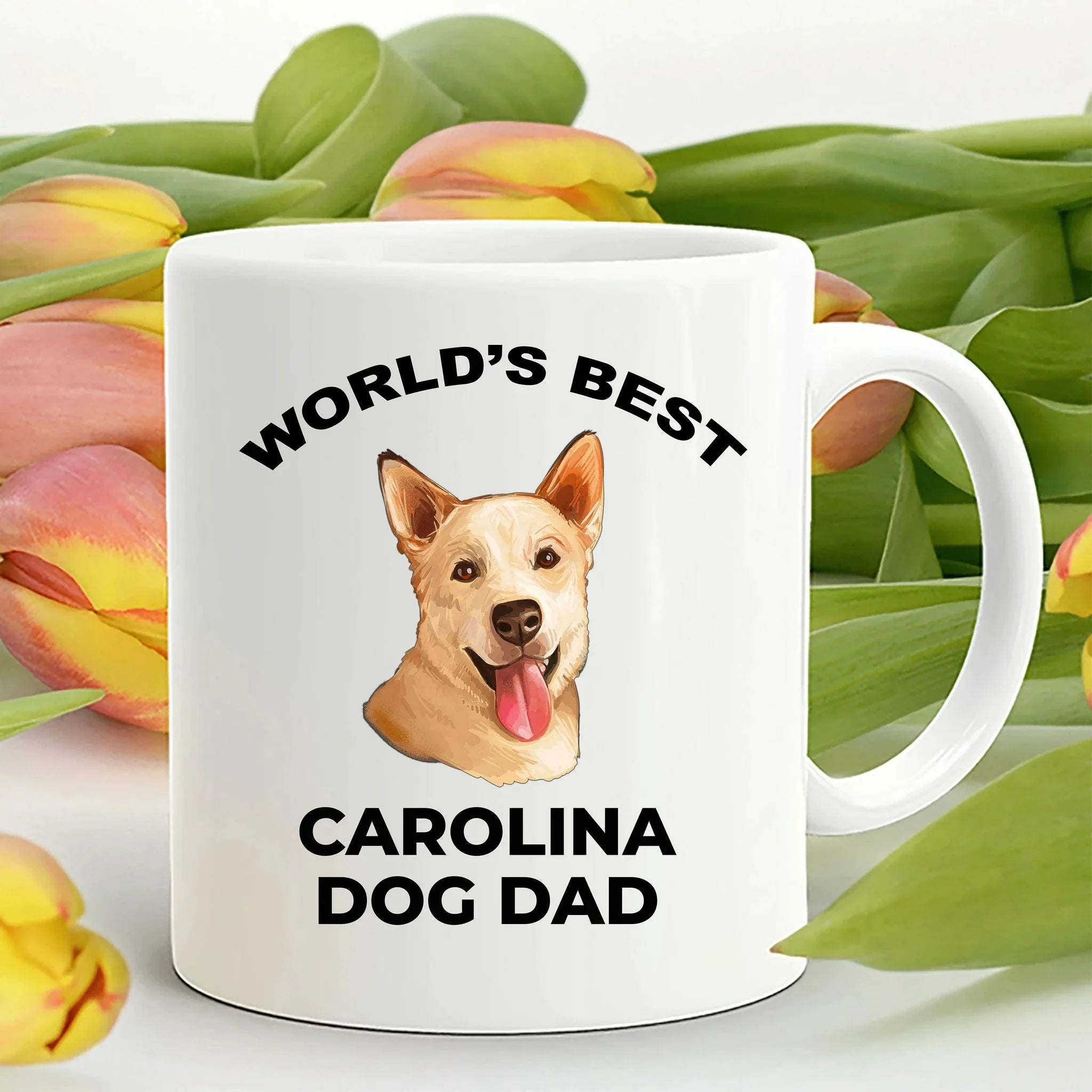 Carolina Best Dog Dad Custom Photo Coffee Mug white and color two tone