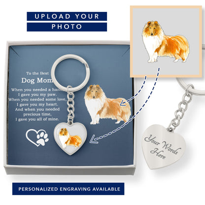 Best Dog Mom Remembrance Custom Photo and Engraved Heart Pendant Keychain - Mallard Moon Gift Shop