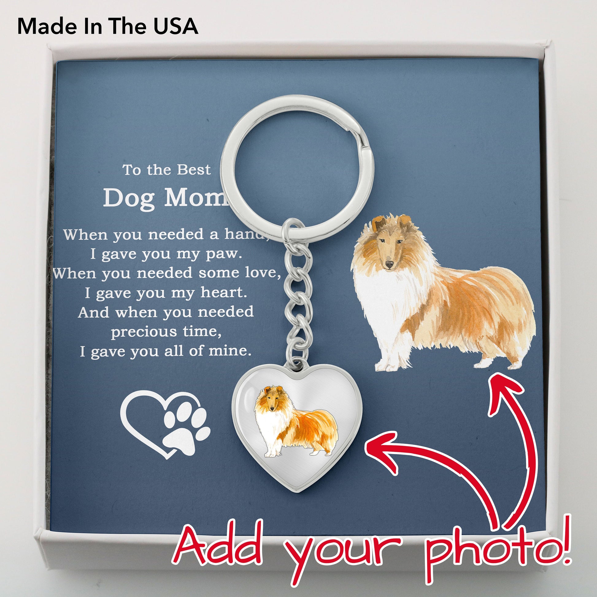 Best Dog Mom Remembrance Custom Photo and Engraved Heart Pendant Keychain - Mallard Moon Gift Shop