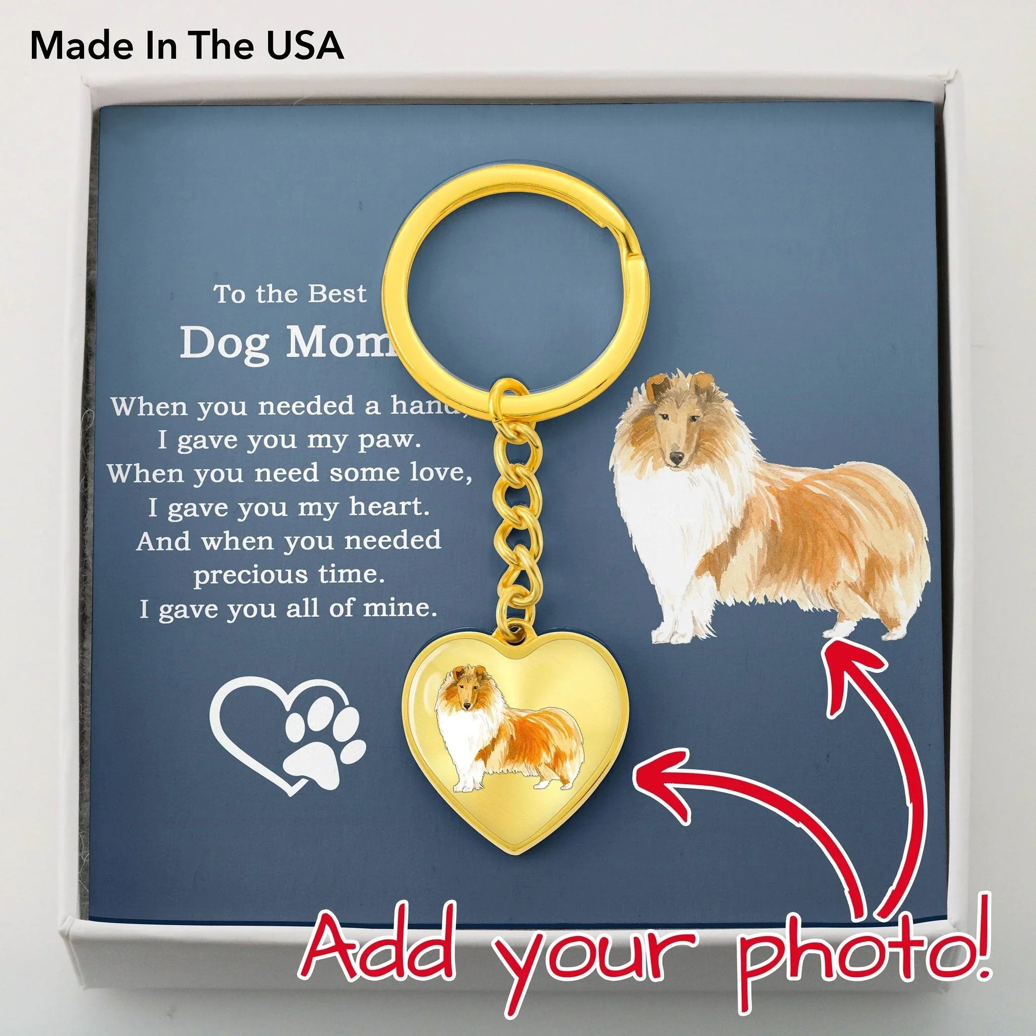 Best Dog Mom Remembrance Custom Photo and Engraved Heart Pendant Keychain