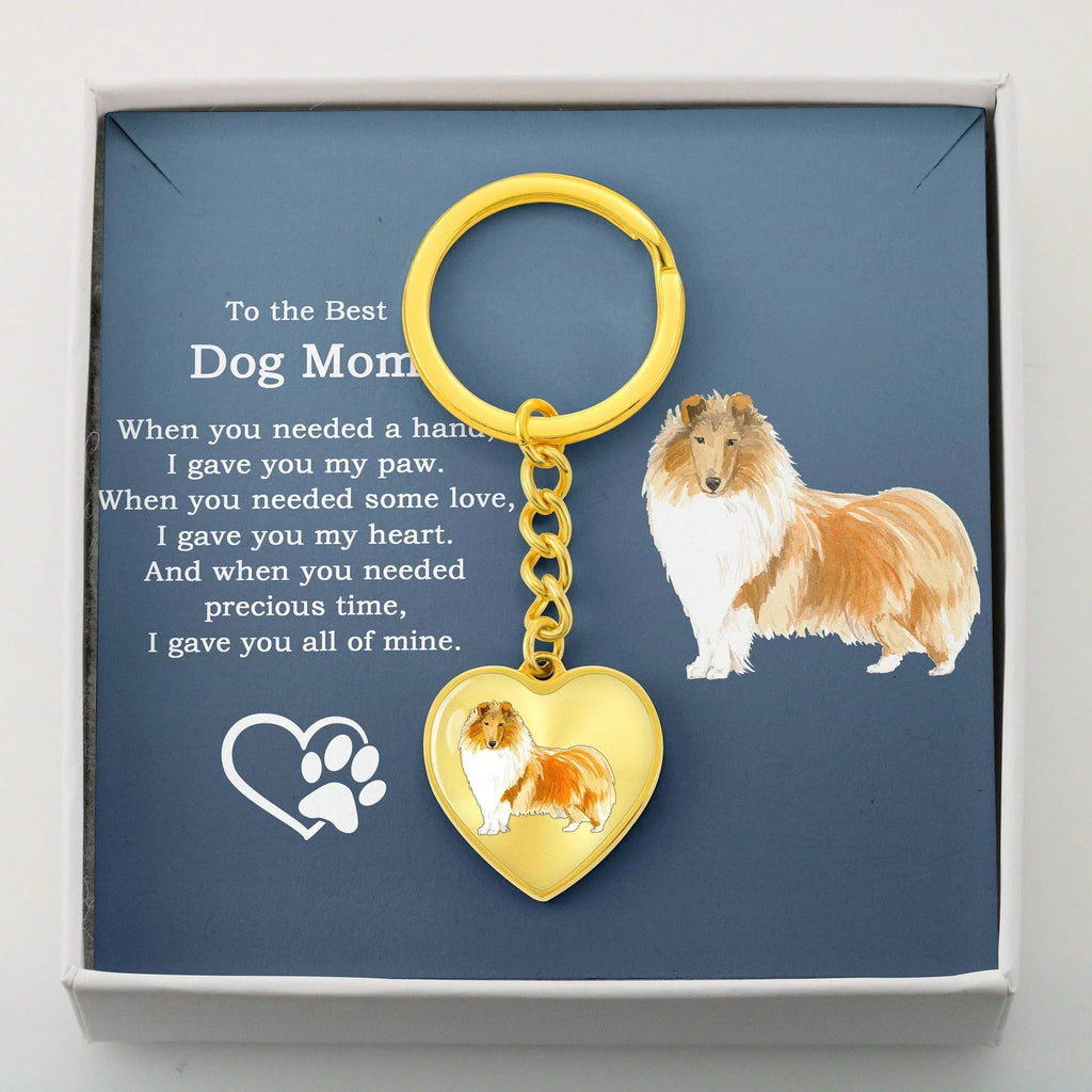 Best Dog Mom Remembrance Custom Photo and Engraved Heart Pendant Keychain