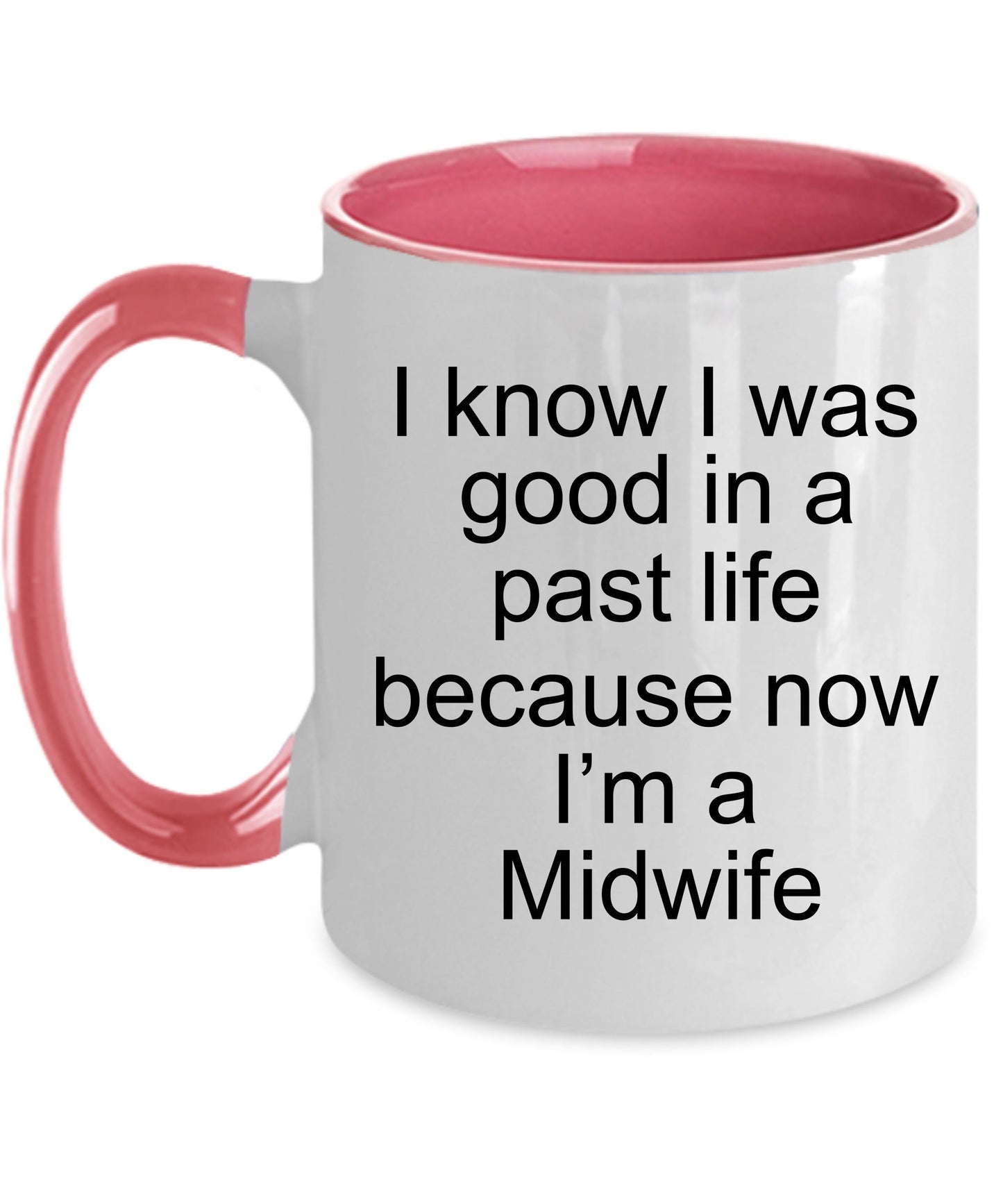 Funny Midwife Coffee Mug white, two tone black, navy, red, pink - Mallard Moon Gift Shop