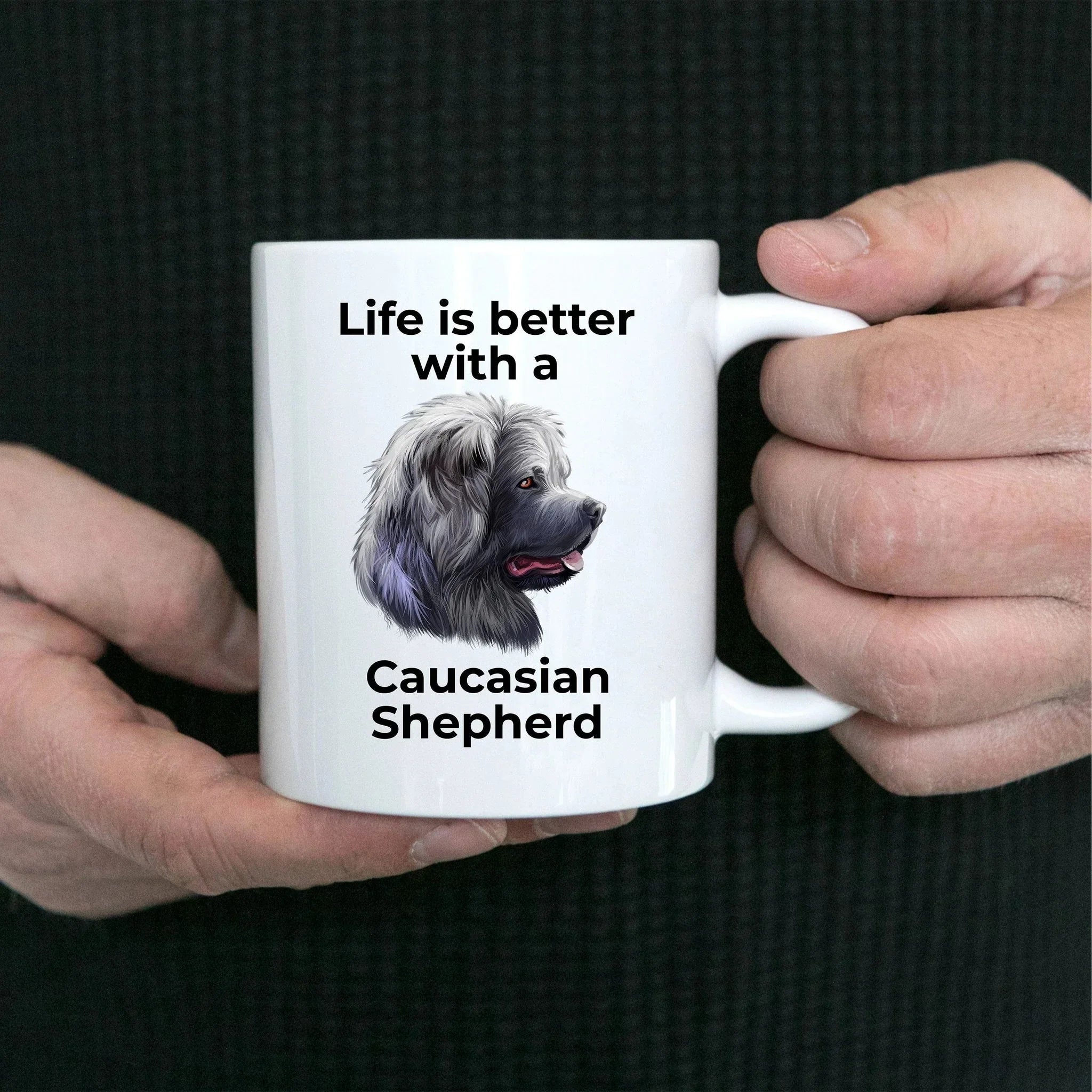 Caucasian Shepherd dog ceramic coffee mug - Life is Better