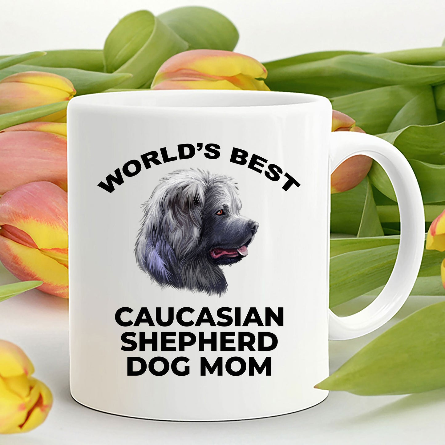 Caucasian Shepherd Best Dog Mom Custom Photo Coffee Mug - Mallard Moon Gift Shop