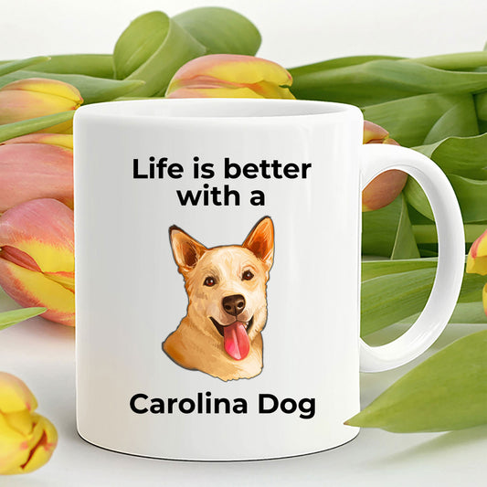 Carolina dog Coffee Mug white and color two tone - Life is better with a Carolina dog - Mallard Moon Gift Shop