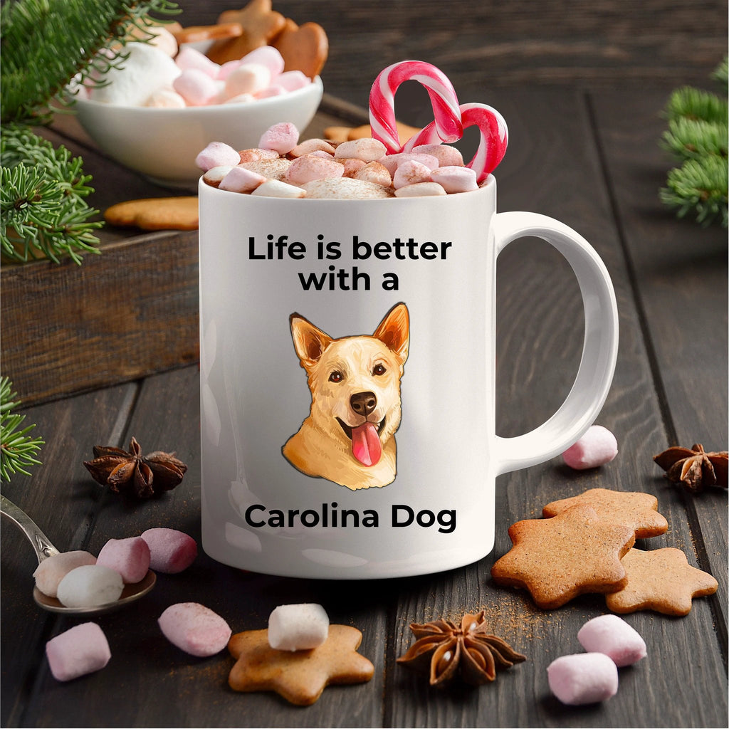 Carolina dog Coffee Mug white and color two tone - Life is better with a Carolina dog
