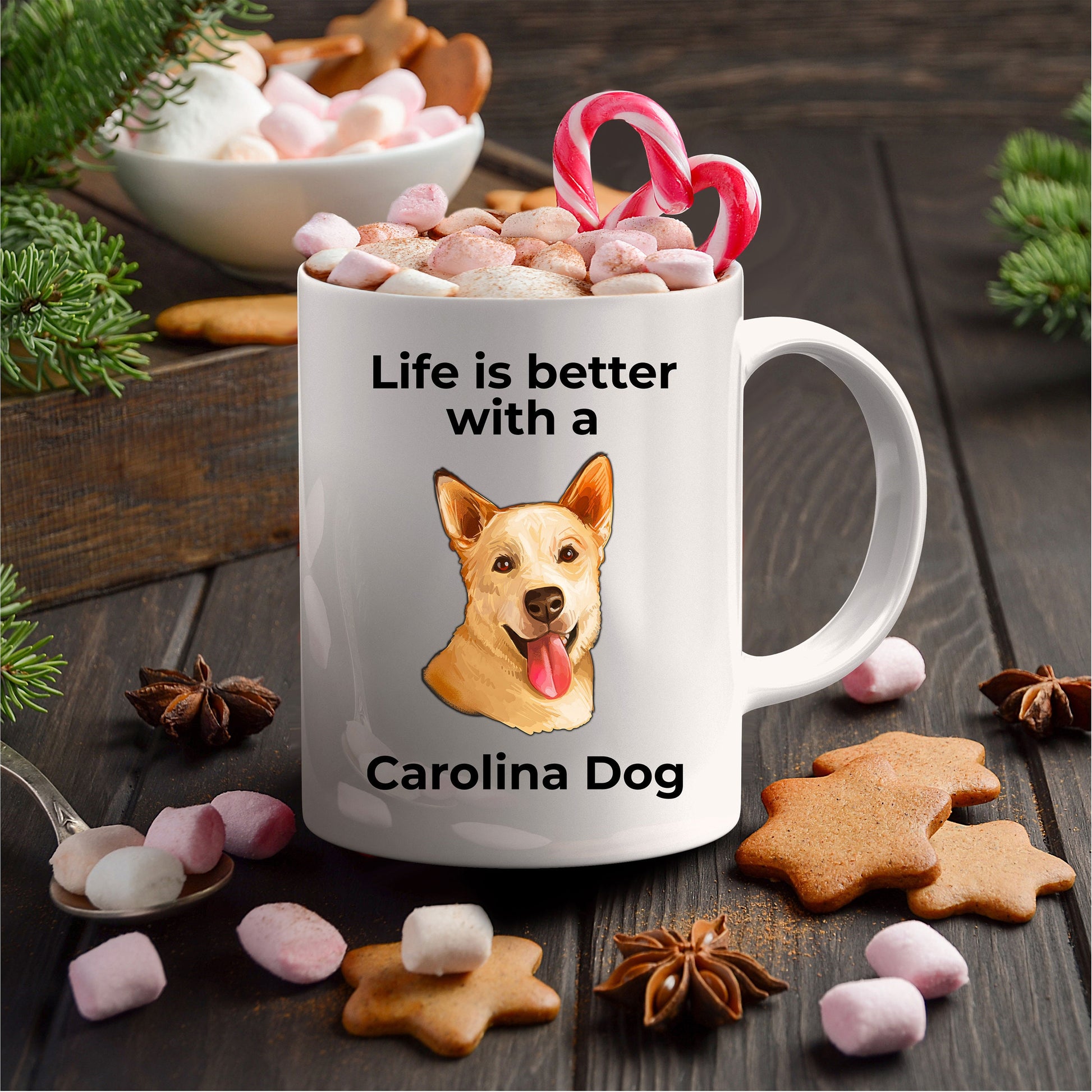 Carolina dog Coffee Mug white and color two tone - Life is better with a Carolina dog - Mallard Moon Gift Shop