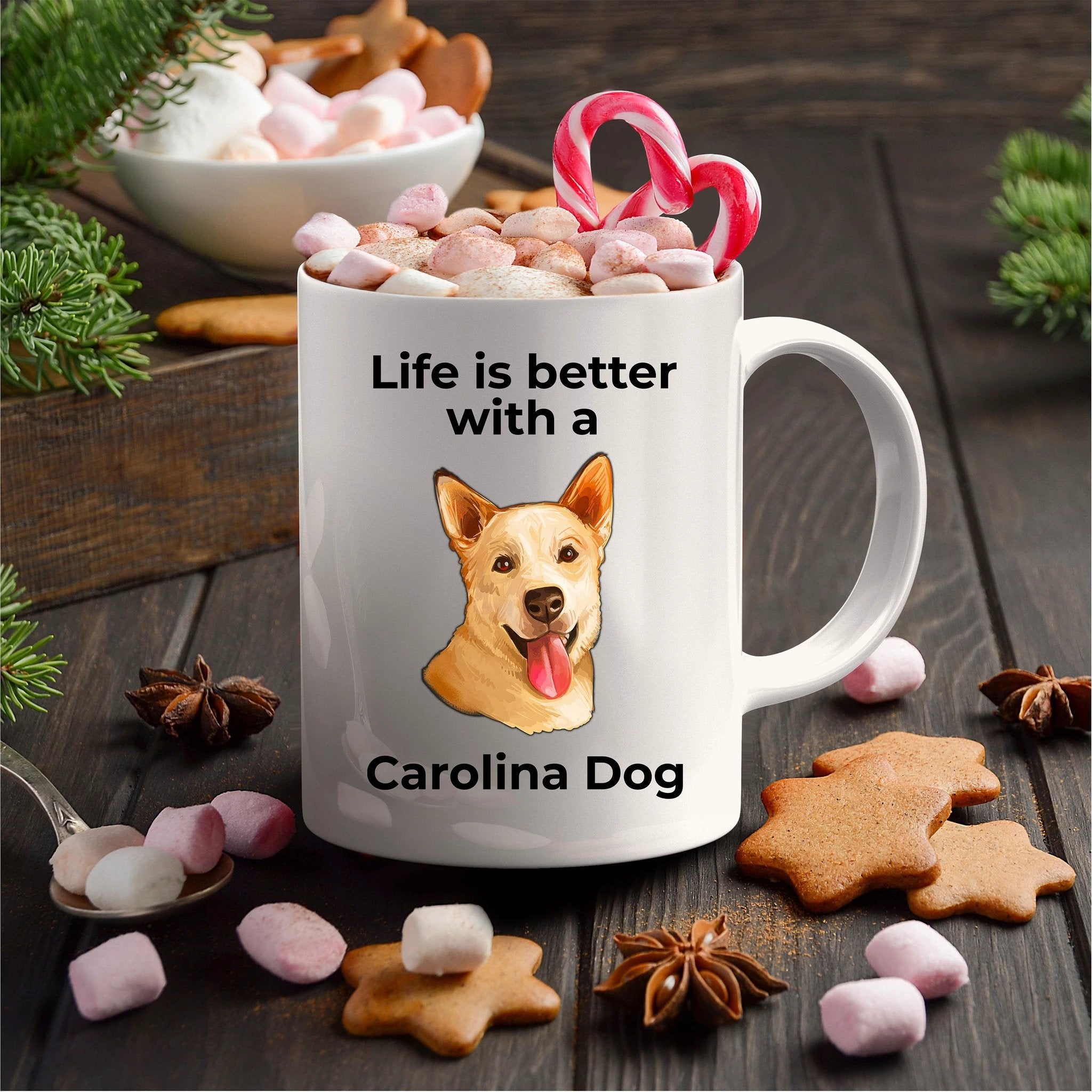 Carolina dog Coffee Mug white and color two tone - Life is better with a Carolina dog