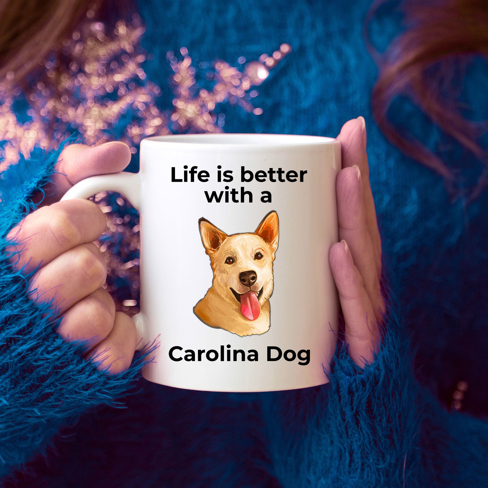 Carolina dog Coffee Mug white and color two tone - Life is better with a Carolina dog - Mallard Moon Gift Shop