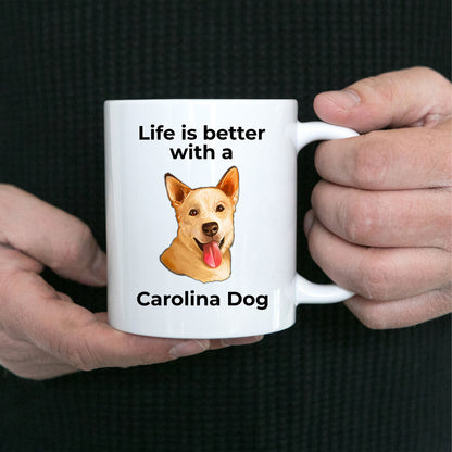 Carolina dog Coffee Mug white and color two tone - Life is better with a Carolina dog - Mallard Moon Gift Shop